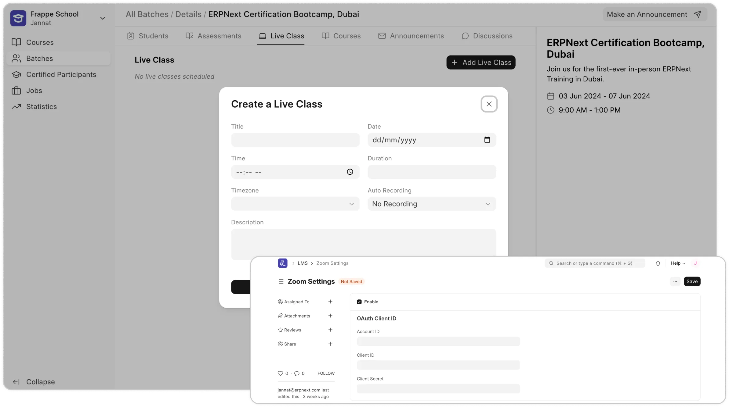 Conduct Live Classes