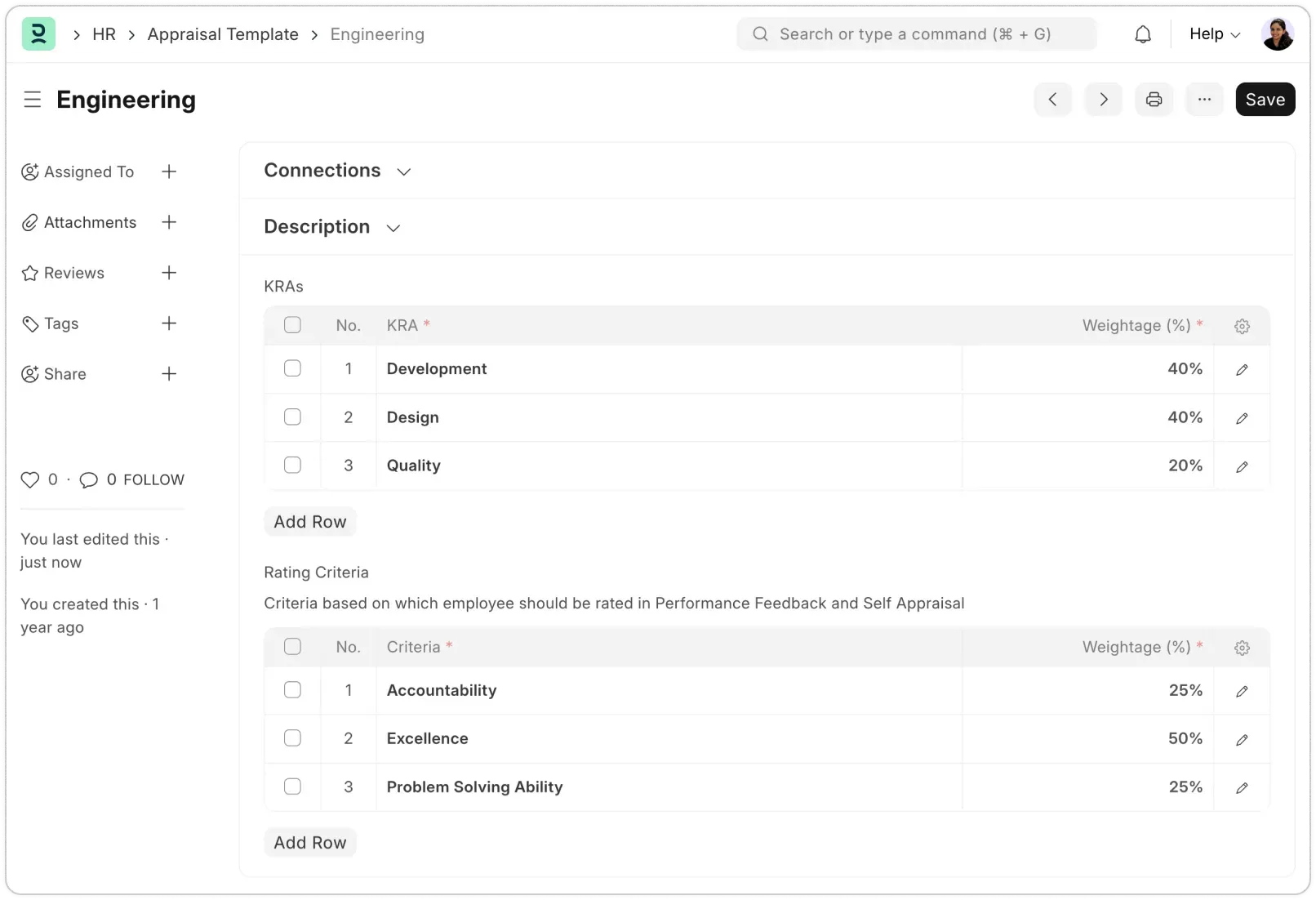 Create appraisal templates