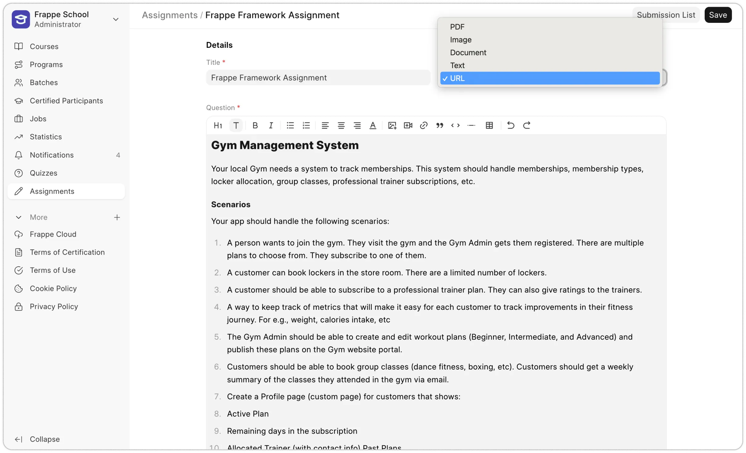 Assignments with Multiple Submission Formats
